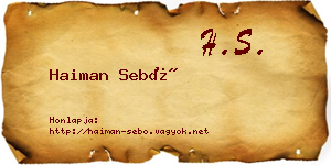 Haiman Sebő névjegykártya